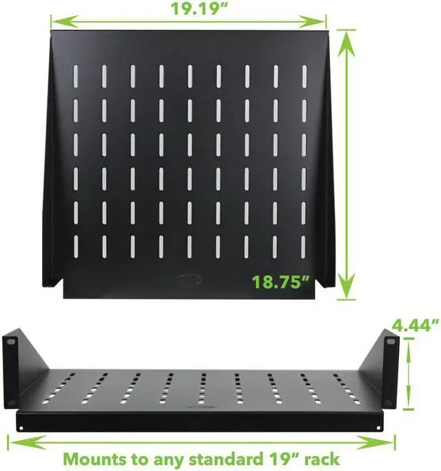 Alt view image 3 of 6 - Navepoint 19" Center Weight Relay Rack Mount Data Networking Shelf Steel 2U 38" Depth Deep