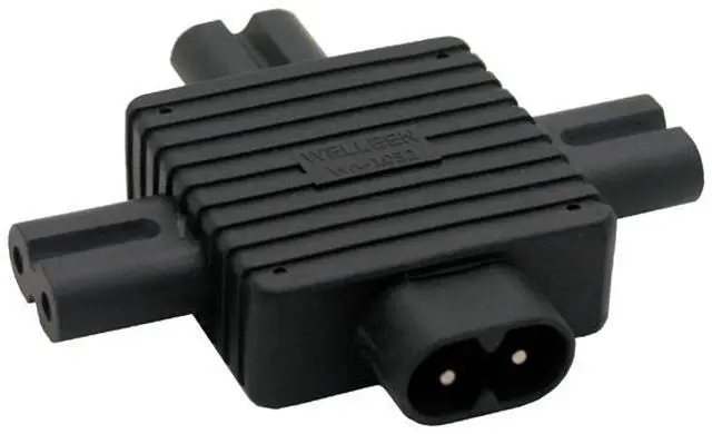 Alt view image 3 of 7 - 1 in 3 out IEC 320 C8 2 Pin Male to 3 x C7 Female Splitter AC Power Supply Adapter, IEC 320 Figure 8 C8 Male to 3X Female C7 Splitter Power Adapter for Power Supply 1 in 3 out