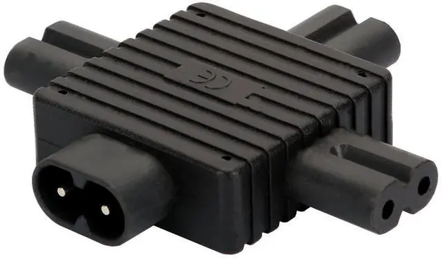 Main image of 1 in 3 out IEC 320 C8 2 Pin Male to 3 x C7 Female Splitter AC Power Supply Adapter, IEC 320 Figure 8 C8 Male to 3X Female C7 Splitter Power Adapter for Power Supply 1 in 3 out