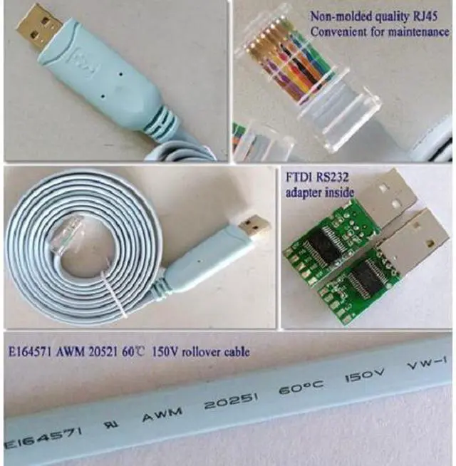 Alt view image 4 of 7 - Tekit (1.8m/6ft) FTDI USB to RJ45 for Cisco Router Console Cable - RS232,6Ft FTDI RS232 USB to RJ45 Serial for Cisco Console Rollover Cable for Cisco Routers Windows 10,8, 7, Vista MAC Linux