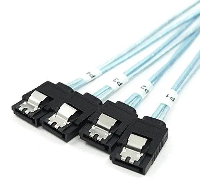 Alt view image 2 of 7 - Internal Mini SAS SFF-8643 Host to 4 SATA 7pin Target Hard Disk 6Gbps Data Server Raid Cable 1m
