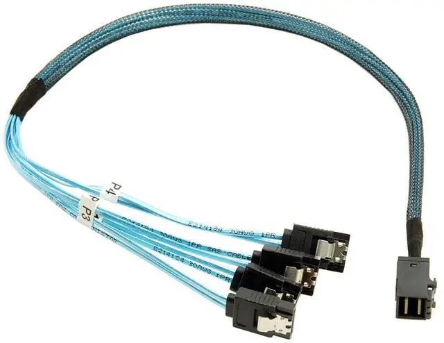 Alt view image 5 of 7 - Internal Mini SAS SFF-8643 Host to 4 SATA 7pin Target Hard Disk 6Gbps Data Server Raid Cable 1m