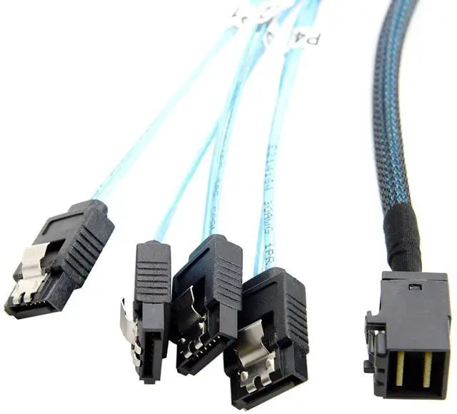 Alt view image 7 of 7 - Internal Mini SAS SFF-8643 Host to 4 SATA 7pin Target Hard Disk 6Gbps Data Server Raid Cable 1m