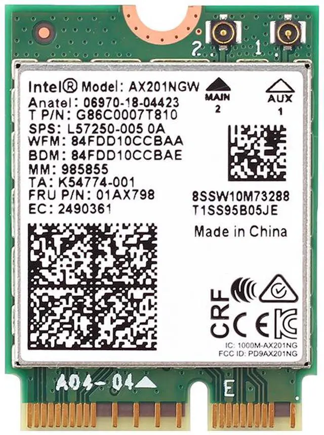 Alt view image 4 of 6 - Dual Band 2400Mbps Wireless Intel Wi-Fi 6 AX201 Bluetooth 5.0 NGFF Key E CNVi Wifi Card AX201NGW 2.4Ghz/5Ghz 802.11ac/ax,For Wi-Fi 6 Intel AX201NGW NGFF With M.2 Key E CNVI 802.11ax BT5.0 For Win10