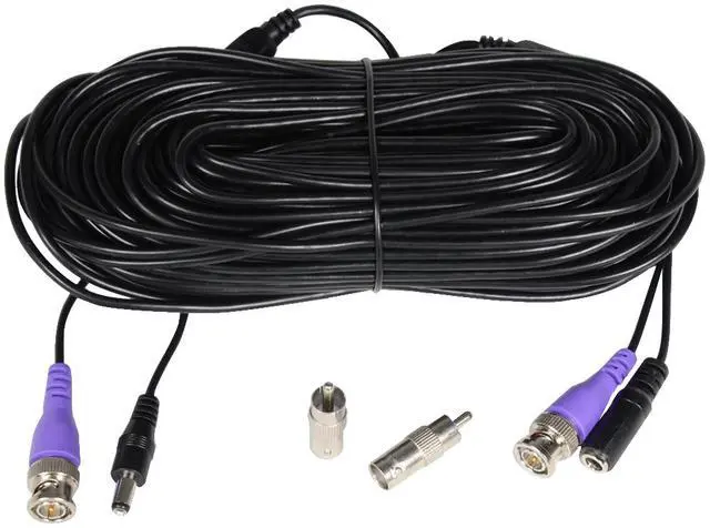 Main image of VideoSecu 50ft HD Security Camera BNC Video Power Cable Pre-made All-in-One Cord for CCTV DVR Surveillance System HD Security Camera 960P/720P, TVI, CVI, AHD Analog Camera Free BNC RCA Connectors B9o