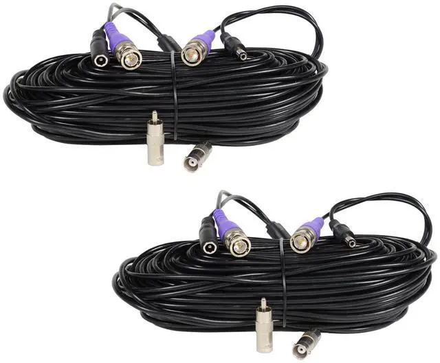 Main image of VideoSecu 2x 50ft HD Security Camera BNC Video Power Cable Pre-made All-in-One Extension Wire Cord for CCTV DVR Surveillance System HD Security Camera 960P/720P, AHD, CVI, TVI and Analog Camera BTL