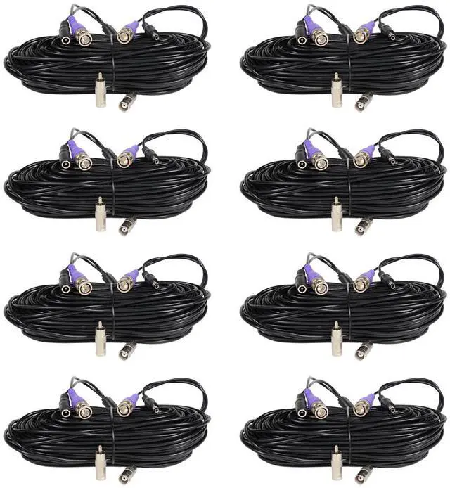Main image of VideoSecu 8x 50ft Video Power Cable for AHD HD-CVI HD-TVI HD Analog Security Camera Surveillance with Free BNC RCA Connectors BUL