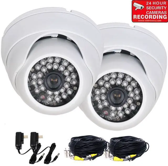Main image of VideoSecu 2 Pack Built-in 1/3 inch SONY Effio CCD IR Day Night Outdoor Security Camera 600TVL Wide Angle View with 2 Cables and Powers BTU