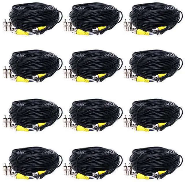 Main image of VideoSecu 12 x 150ft Video Power Cables BNC RCA Wires CCTV DVR CCD Security Camera Cords with Free Connectors CMD