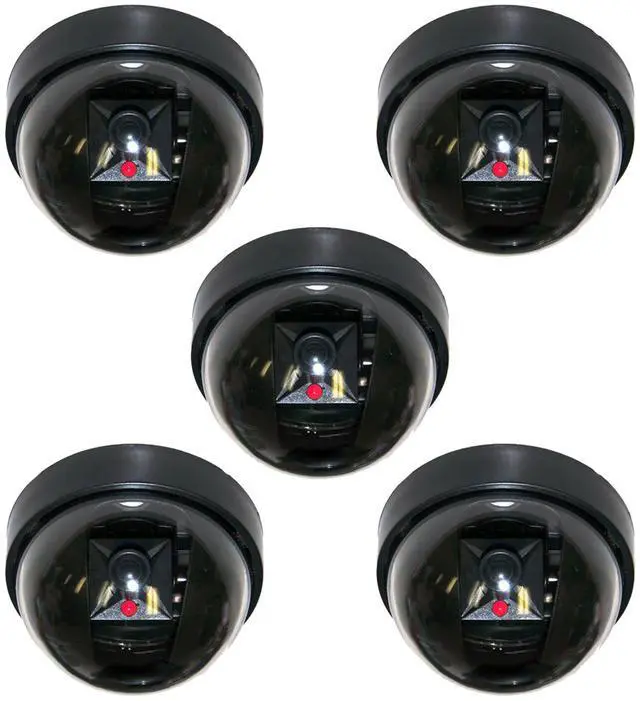 Main image of VideoSecu 5 Fake Dummy Imitation Dome Security Camera Simulated with Flashing Blinking Light for CCTV Surveillance BKK
