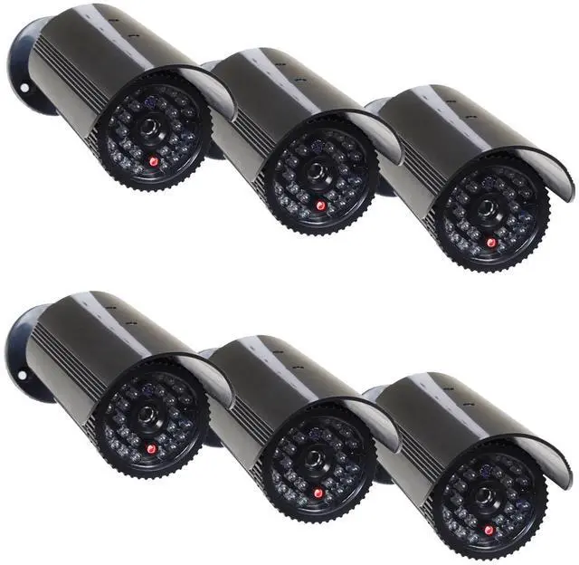 Main image of VideoSecu 6 Pack Fake Security Cameras Dummy IR Infrared LED Light CCTV Surveillance CNG