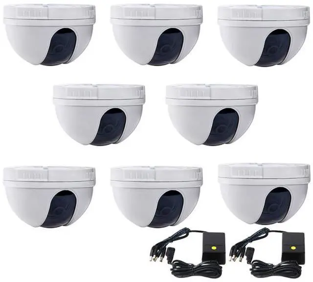 Main image of VideoSecu 8 Pack Dome Security Camera CCD Wide Angle 420TVL with 2 Pack 4 Channel Power Supply and Warning Decals for CCTV Surveillance DVR System BLW