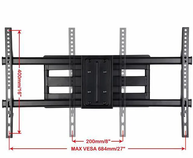 Alt view image 3 of 14 - VideoSecu Heavy Duty Full Motion Tilt Swivel Extend TV Wall Mount for most 40-70" Sony Samsung LG Panasonic Vizio Sharp LCD LED Plasma HDTV with VESA 700x400/ 684x400/ 600x400mm, loading 125lbs AW8