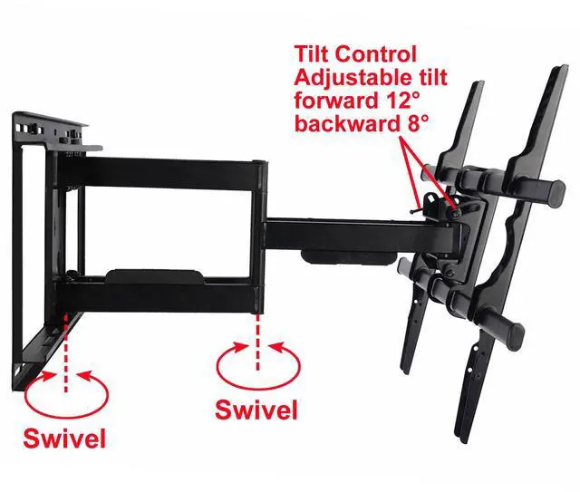 Alt view image 3 of 14 - VideoSecu Heavy Duty Full Motion Tilt Swivel Extend TV Wall Mount for most 40-88" Sony Samsung LG Panasonic Vizio Sharp LCD LED Plasma HDTV with VESA 684x400/ 600x400mm/ 400x400, loading 135lbs bn5