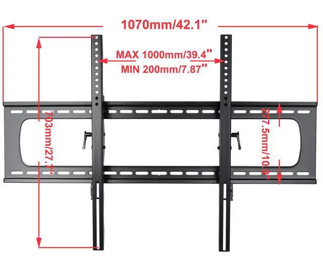 Alt view image 4 of 12 - VideoSecu Tilt Heavy Duty Extra-large TV Wall Mount for most 55"-90" large size LED LCD Plasma Flat Panel Screen Display Bracket, loading capacity 280lbs, with VESA 1000x700 bxf
