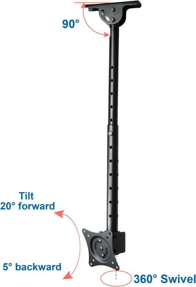 Alt view image 3 of 8 - VideoSecu Adjustable Height Ceiling TV Mount Tilt Swivel Fits Most 19 22 23 24 26 27 28 29 32 inch LCD LED Some LED up to 42 inch HDTV Flat Panel Screen Display with VESA 100x100/ 75x75mm bxj