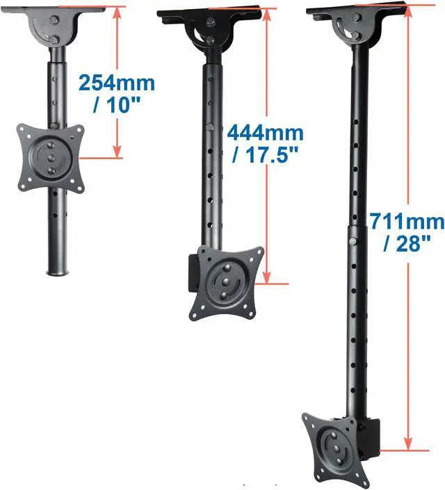 Alt view image 2 of 8 - VideoSecu Adjustable Height Ceiling TV Mount Tilt Swivel Fits Most 19 22 23 24 26 27 28 29 32 inch LCD LED Some LED up to 42 inch HDTV Flat Panel Screen Display with VESA 100x100/ 75x75mm bxj