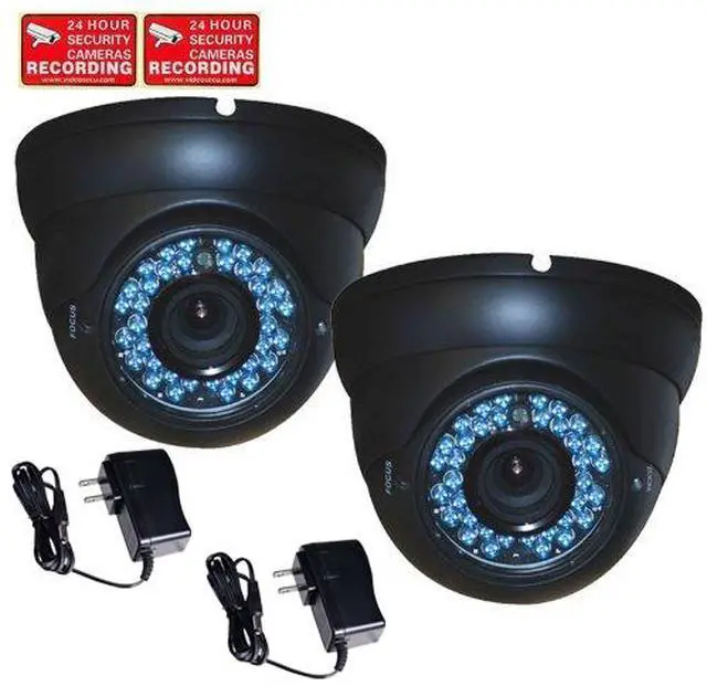 Main image of VideoSecu 2x Dome CCTV Vandal Proof Outdoor Built-in 1/3 inch CCD IR Day Night Vari-focal 4 - 9mm Security Camera 480TVL 36 LEDs with 2x Power WG7