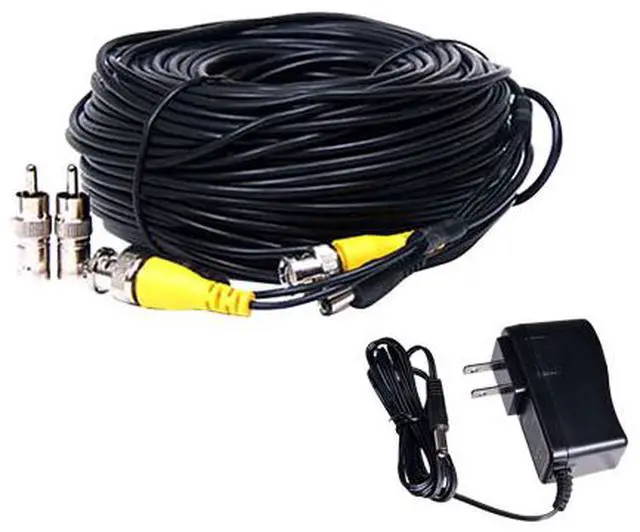 Main image of VideoSecu 50ft Video Power Extension Cable Wire Cord and 12V DC 500mA Power Adapter for CCTV Security Camera DVR System with Free RCA/BNC Adapters CWA