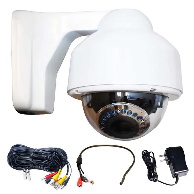 Main image of VideoSecu Dome Indoor Outdoor Weatherproof Built-in 1/3" Sony Effio CCD Security Camera Infrared Day Night Vision Vari-focal 3.5~8 mm Lens with Power Supply, Cable and Audio Microphone CNM