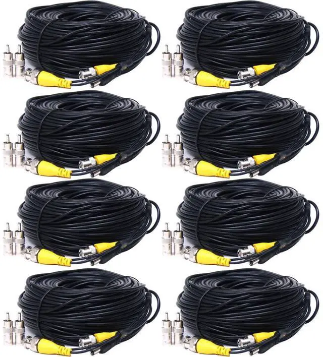 Main image of VideoSecu 8 Pack BNC CCTV Video Power Cables 150ft CCD Home Security Camera DVR Wires Cords with bonus Adaptors b6p