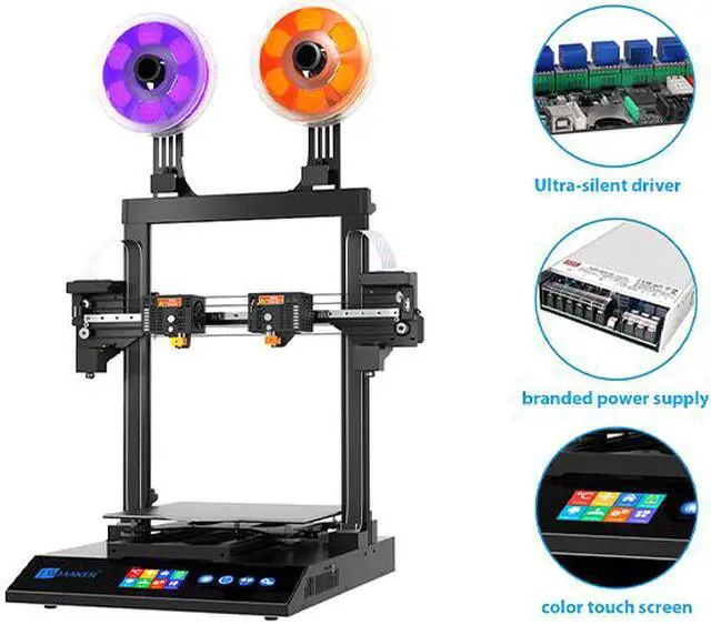Alt view image 4 of 6 - JGMAKER 3D Printer Artist-D Pro IDEX Dual Extruder 3D Printers Direct Drive Extruder TMC2209 Driver MeanWell Power Supply Large Build 300X300X340mm 98% Pre- Assemble ABS PLA PETG TPU Flexible 1.75mm