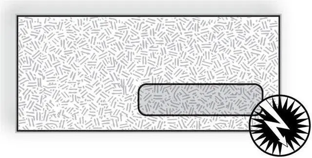 Main image of #10 Side Seam Digi-Clear Window Confetti Tint, 4-1/8" x 9-1/2", White Sulphite, Black Confetti Tint (Box of 500)