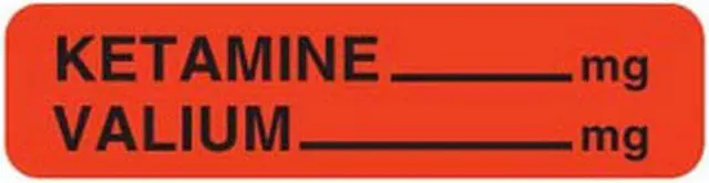 Main image of Ketamine/Valium 1-1/4" x 5/16" Fl-Red Label (Roll of 760)