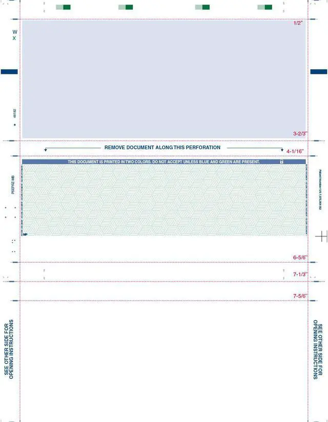 Main image of 8-1/2" x 11" Z Fold Check - Blue w/Green Check - Basic Security Paper (Box of 2000)