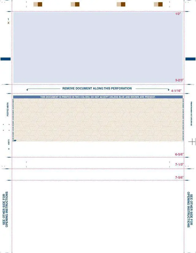 Main image of 8-1/2" x 11" Z Fold Check - Blue w/Brown Check - Basic Security Paper (Box of 2000)