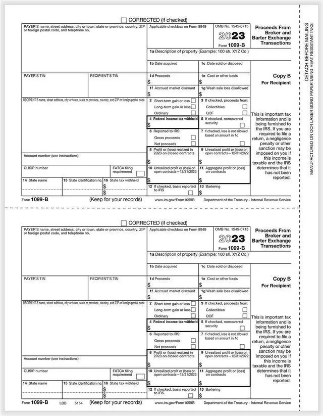Main image of TFP 1099-B Recipient Copy B - Pack of 100