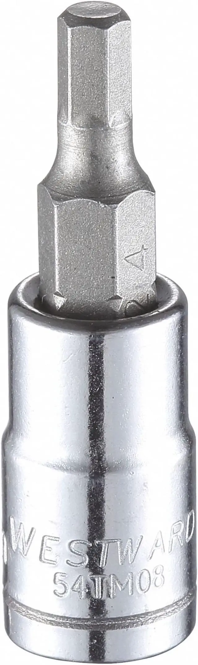 Main image of WESTWARD 54TM08 1/4 in Drive Hex Socket Bit Metric 4 mm Tip, 1 1/2 in L