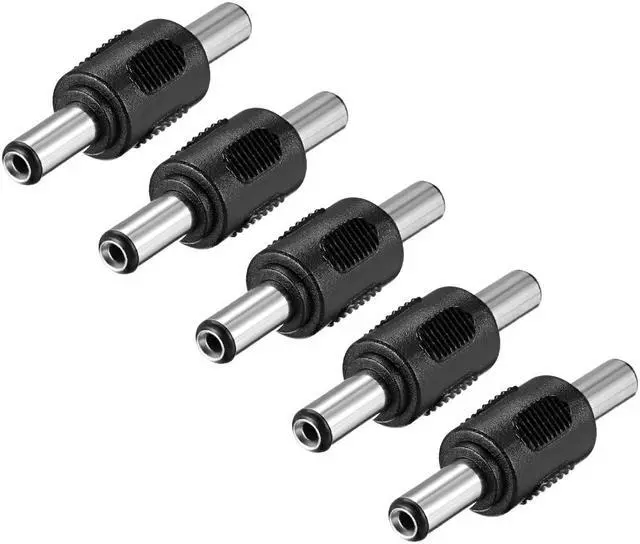 Main image of DC Male to Male Connector 5.5mm x 2.5mm Power Cable Jack Adapter Black 5Pcs
