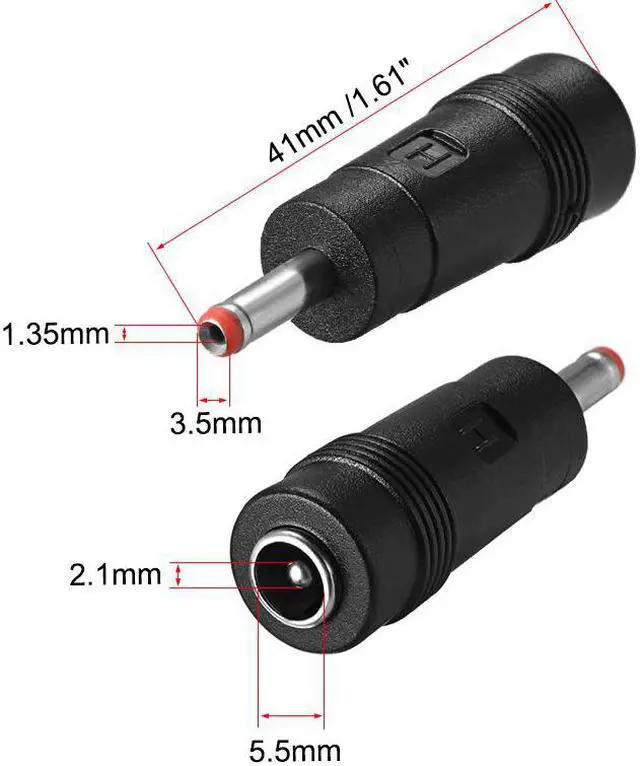 Alt view image 2 of 3 - DC Power Connector 5.5mm x 2.1mm Female to 3.5mm x 1.35mm Male Coupler Adapter Converter 5Pcs