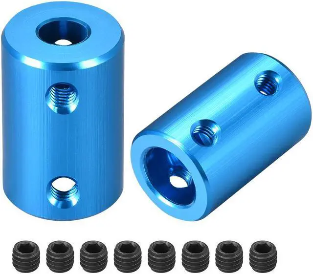 Main image of Shaft Coupling 6.35mm to 10mm Bore L25xD16 Robot Motor Wheel Rigid Coupler Connector Blue 2 PCS