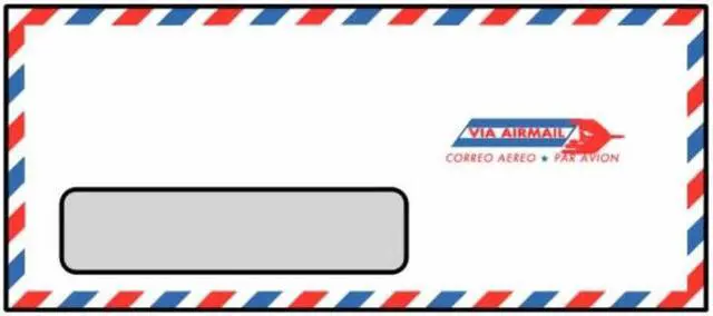 Main image of #10 Service Airmail Window Envelopes, 4-1/8" x 9-1/2" 20# Red/Blue Airmail Border, "Par Avion" Front & Back (Box of 500)