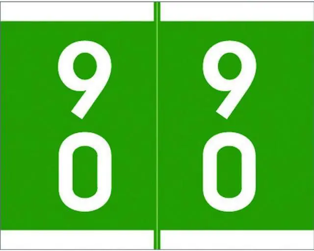 Main image of Barkley SFDM Compatible "90" Double Digit Labels, Laminated Stock, 1-3/16" X 1-1/2" Individual Numbers - Roll of 500