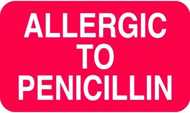 Main image of Allergy Labels, Allergic to Penicillin, Red, 1-1/2" x 7/8", (Roll of 250)