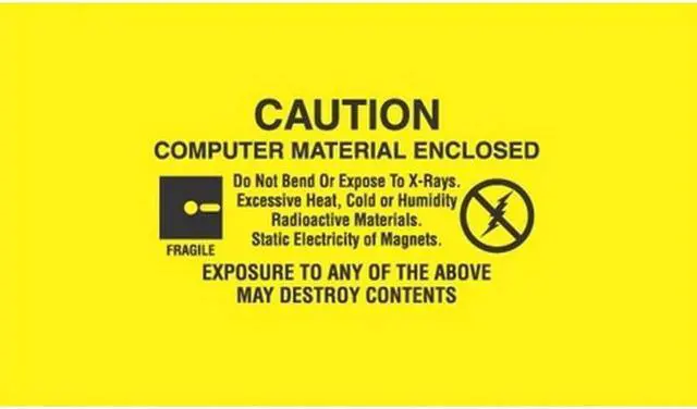 Main image of 1-1/2" x 3" Caution Computer Material Enclosed Labels (500 per Roll)