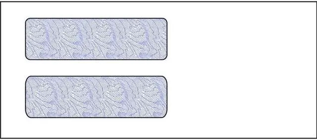 Main image of #10, Double Window Envelope, 4-1/8" x 9-1/2", 24# White Wove, Quick Stick Seal, Blue Woodgrain Inside Tint (Box of 500)