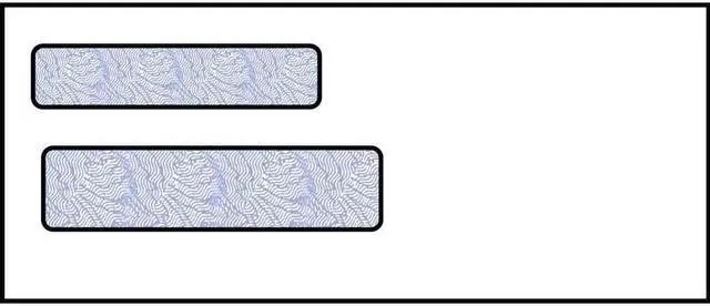 Main image of Check Double Window Envelope, 3-5/8" x 8-5/8", 24# White Wove, Quick Stick Seal, Blue Woodgrain Inside Tint (Box of 500)