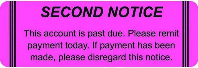 Main image of Billing Labels, SECOND NOTICE, Fluorescent Pink, 3" x 1", (Roll of 250)