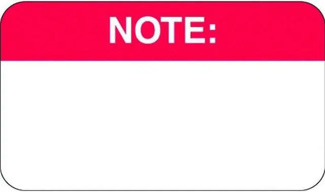 Main image of Chart labels - Red, "Note" 1-1/2" X 7/8" (Roll of 250)