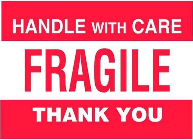 Main image of 4" x 6" Handle With Care Fragile Thank You Labels (500 per Roll)