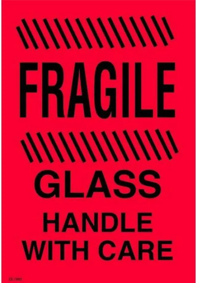 Main image of 4" x 6" Fragile Glass Handle With Care Labels (500 per Roll)