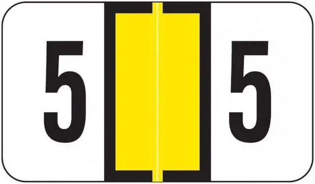 Main image of Jeter 0300 Compatible Numeric "5" Labels, Laminated Stock, 1-5/8" x 15/16" Individual Numbers - Roll of 500