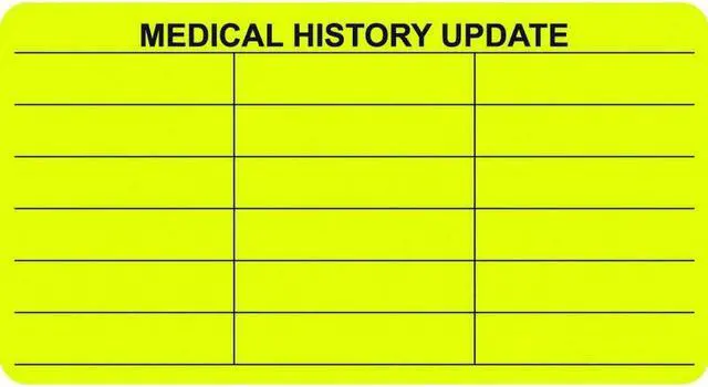 Main image of Chart Labels, Medical History Update, Yellow, 3-1/4" x 1-3/4", (Roll of 250)