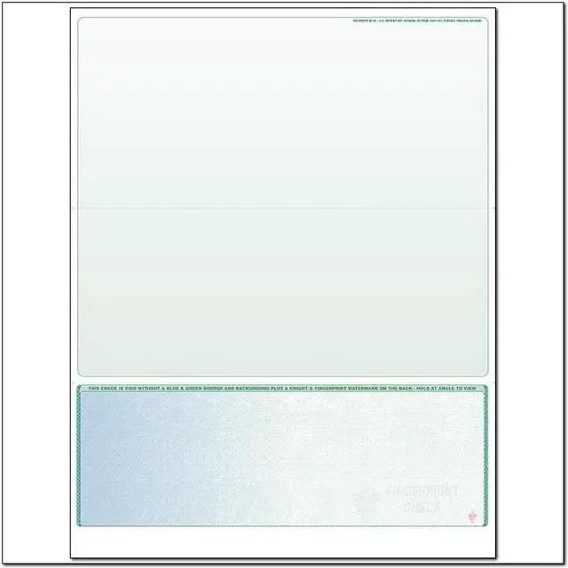 Main image of Blue to Green Rainbow Laser Check, Bottom Position, Fingerprint II, Panels at 4 - 3-1/2 - 3-1/2 (Ream of 500)