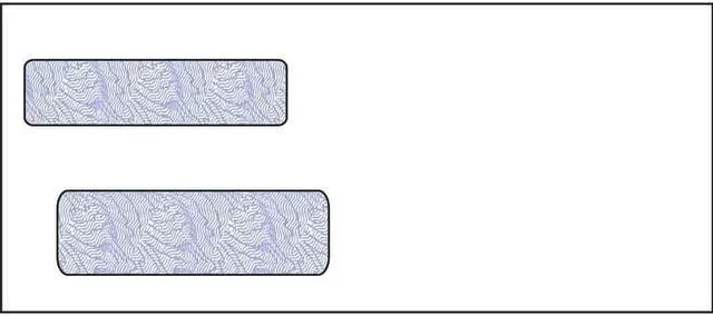 Main image of #10, Double Window Envelope, 4-1/8" x 9-1/2", 24# White Wove, Quick Stick Seal, Blue Woodgrain Inside Tint (Box of 500)