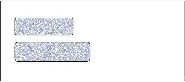 Main image of #10, Double Window Envelope, 4-1/8" x 9-1/2", 24# White Wove, Quick Stick Seal, Blue Woodgrain Inside Tint (Box of 500)